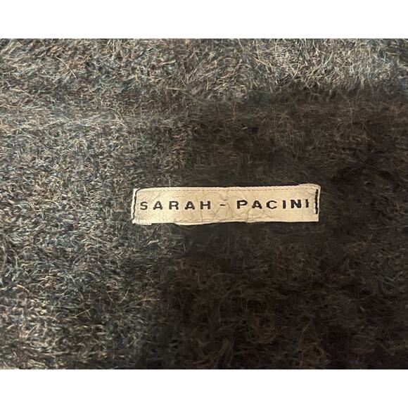Sarah Pacini Women O/S Blue Wool Mohair Knit Asymmetrical Artsy Open Sweater EUC - Picture 3 of 3